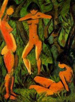 奧托 米勒 Three women in the forest 奧托 米勒 Three women in the forest